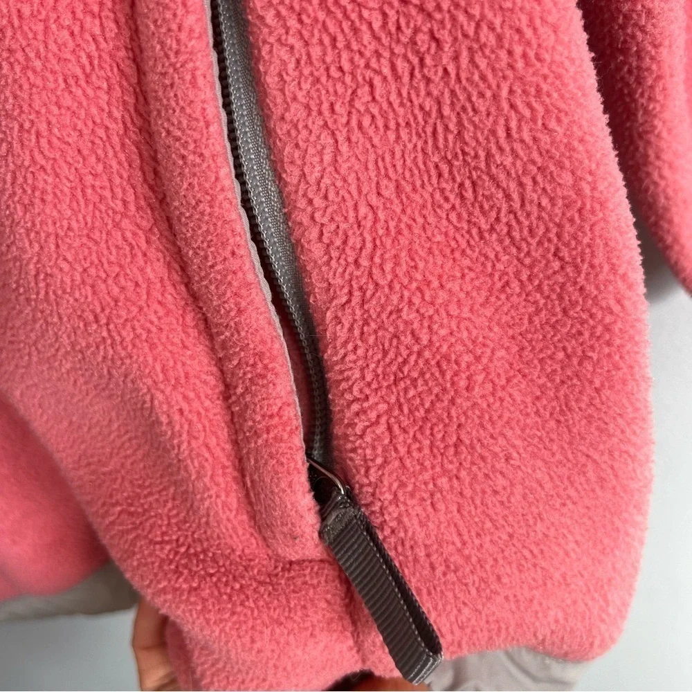 The North Face Zip Front Fleece Jacket Tea Rose Pink/Coral & Gray Girls' Size XL